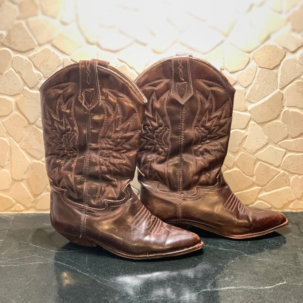 SEYCHELLES | Vintage Dark Brown Leather Cowboy Western Boots | Sz 8